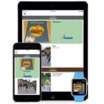 Bild på telefon och surfplatta med Dayscapes gränssnitt på skärmarna